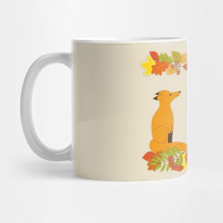 cute red fox and fall leaves Mug